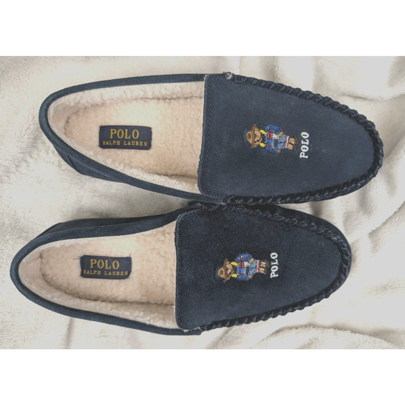 NWOB Polo Ralph Lauren men\'s sz 8 Collins Apre Ski Bear Slippers memory foam blu main image 8